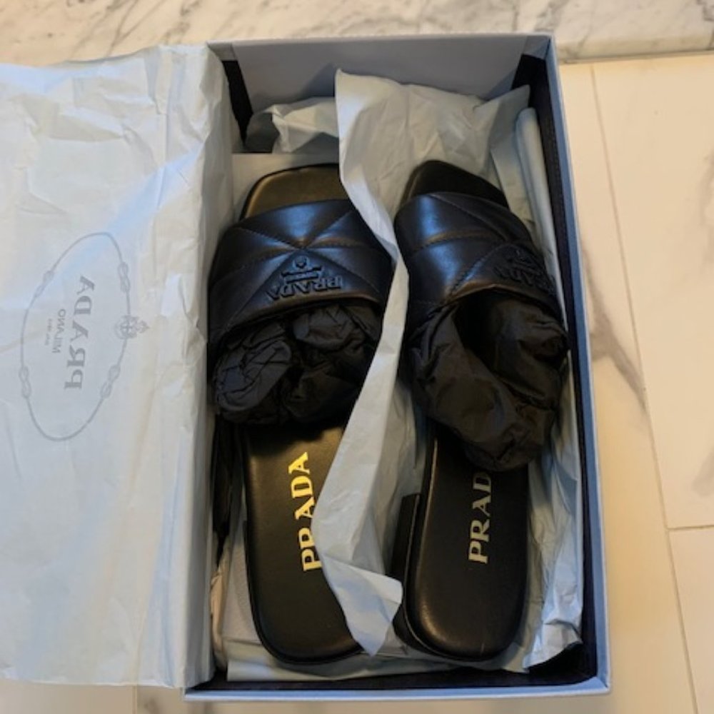 Prada leather sabot slides